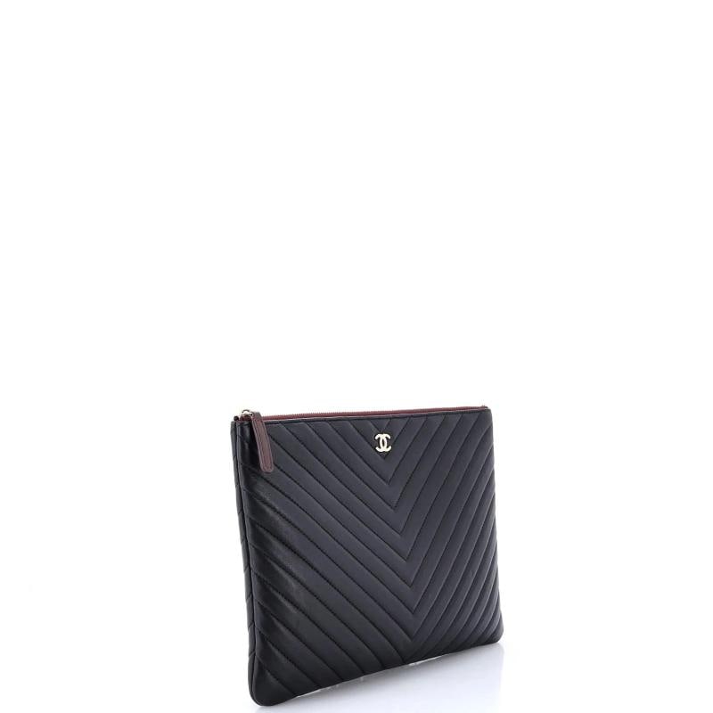 Chanel O Case Clutch Chevron Calfskin Large - 2