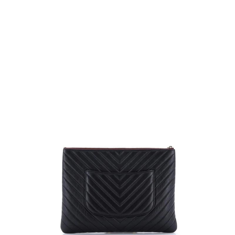 Chanel O Case Clutch Chevron Calfskin Large - 3