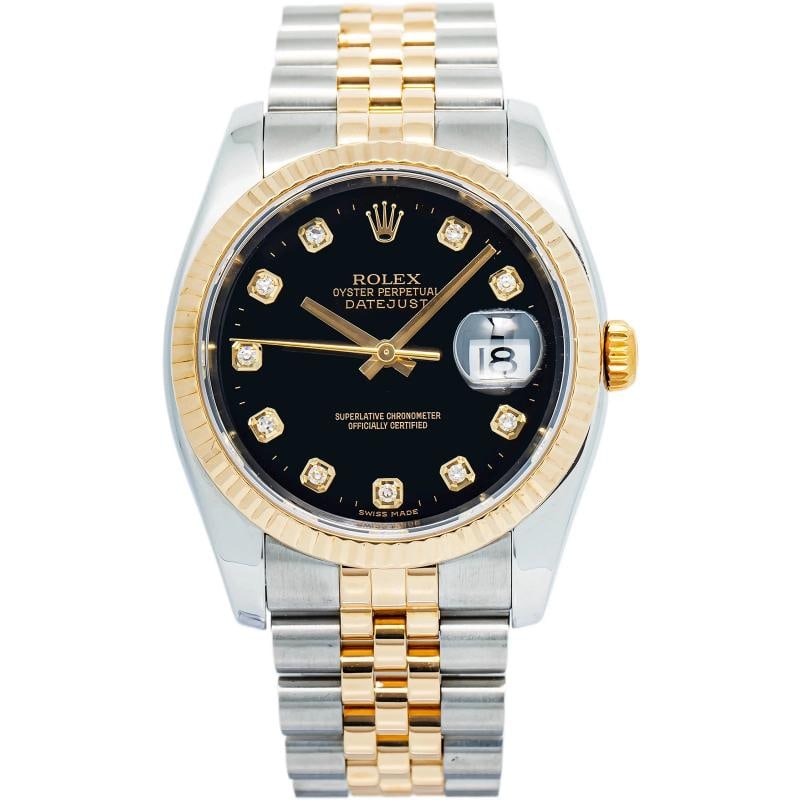 Rolex Datejust 116233 Jubilee Stainless Steel & Yellow Gold Black Diamond 36mm (1 of 6)