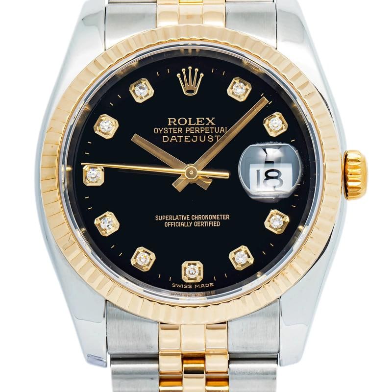 Rolex Datejust 116233 Jubilee Stainless Steel & Yellow Gold Black Diamond 36mm - 2