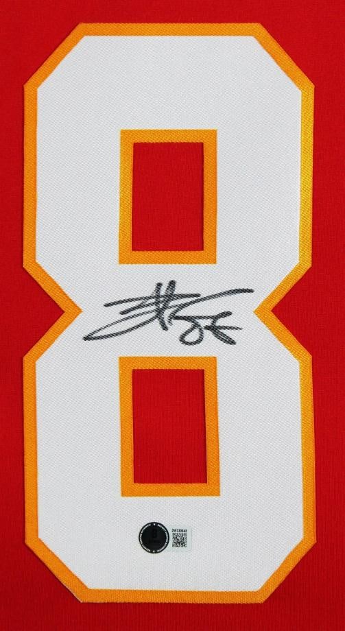 Chiefs Travis Kelce Authentic Signed Red Nike Limited Framed Jersey BAS Witness - 2