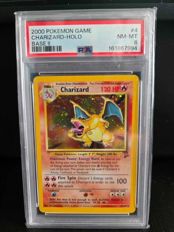 2000 POKEMON CHARIZARD HOLO BASE SET 2 #4/130 - PSA 8 (1 of 2)