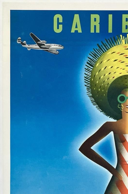 Original Vintage Poster PAN AM - CARIBBEAN BY CLIPPER Airline Travel Tourism OL - 2