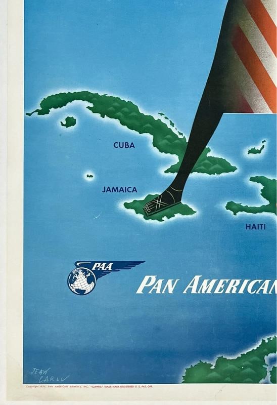 Original Vintage Poster PAN AM - CARIBBEAN BY CLIPPER Airline Travel Tourism OL - 4