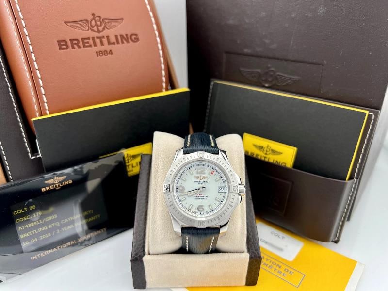 Breitling Colt 36 A74389 36mm White Dial Stainless Steel Box Papers: Condition: Pre-owned - Excellent,Bezel Color: Silver,Indices: Arabic Numerals,Year Manufactured: 2010-2019,Band/Strap: Two-Piece Strap,Case Color: Silver,Department: Men,Watch Shape: Round,Style: Clas