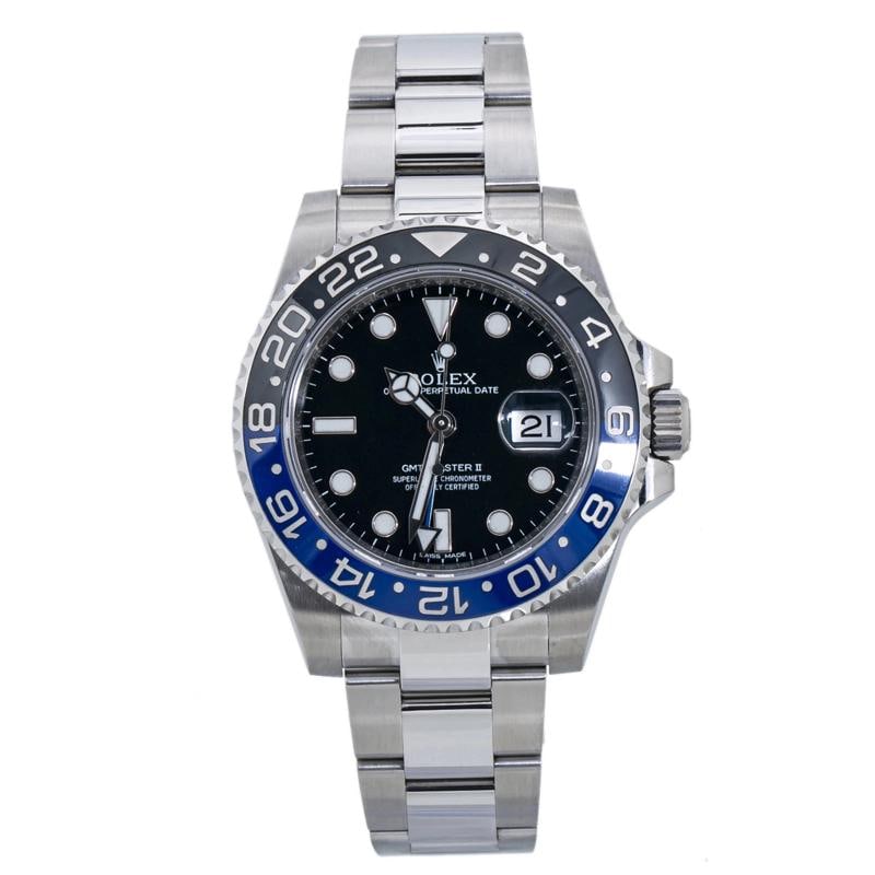 Rolex GMT Master II 116710BLNR 2014 Card Oyster Steel black Auto 40mm: Case Size 40mm Wrist Fit 6.75 inches Box No Papers Yes Condition Ã¢â‚¬â€ Pre Owned Full Specifications SKU Rolex#3867 Brand Rolex Model GMT Master II