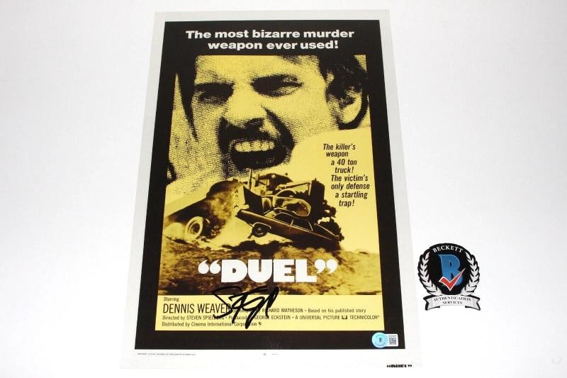 STEVEN SPIELBERG SIGNED 'DUEL' 12x18 MOVIE POSTER BECKETT COA DIRECTOR BAS - 2