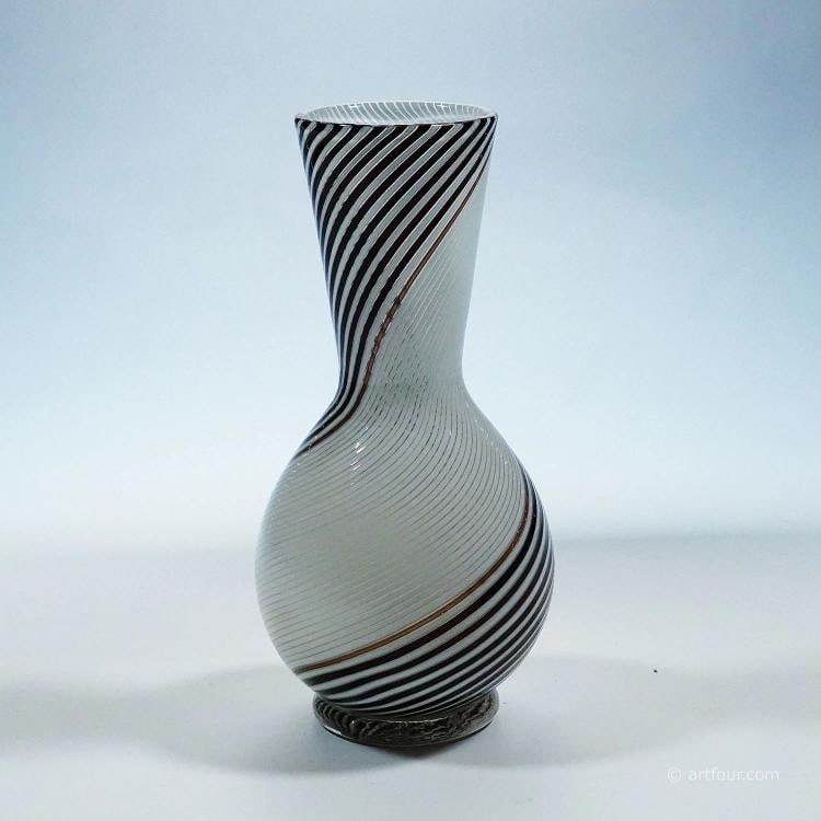 Dino Martens for Aureliano Toso Vase in Filigree Glass ca. 1950s - 2