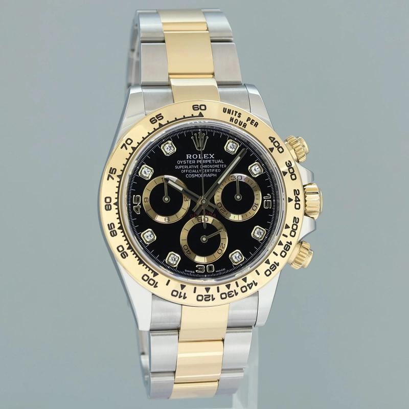 2021 NEW PAPERS 116503 Rolex Daytona Two Tone Black Diamond Yellow Gold Watch - 3