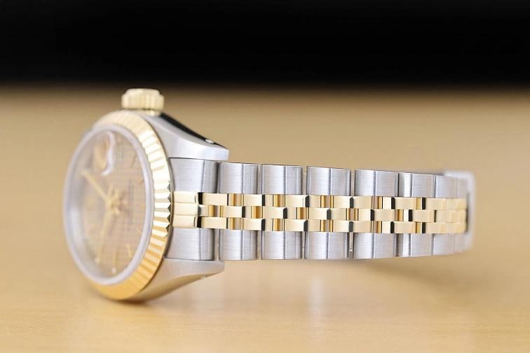 ROLEX LADIES DATEJUST 69173 HOUNDSTOOTH DIAL 18K YELLOW GOLD STEEL 2-TONE WATCH - 4