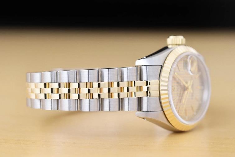 ROLEX LADIES DATEJUST 69173 HOUNDSTOOTH DIAL 18K YELLOW GOLD STEEL 2-TONE WATCH - 7
