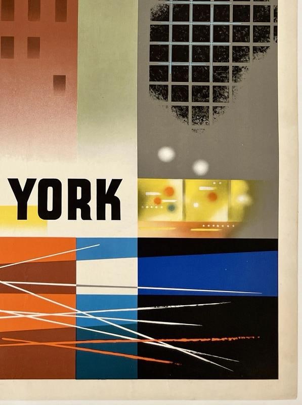 Original Vintage Poster AMERICAN AIRLINES TO NEW YORK Airline Travel LINEN - 5