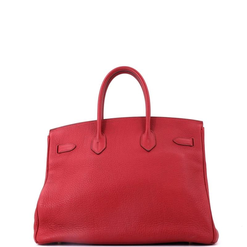 Hermes Birkin Handbag Red Clemence with Gold Hardware 35 - 4