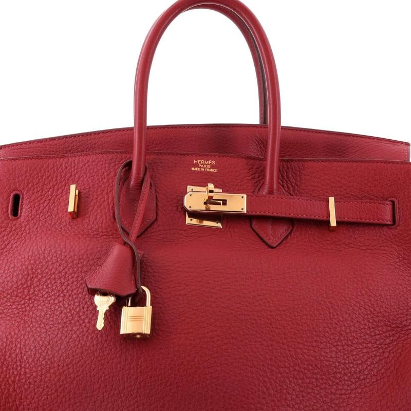Hermes Birkin Handbag Red Clemence with Gold Hardware 35 - 6