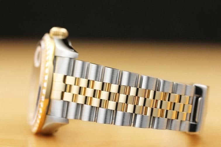 ROLEX MENS DATEJUST 16233 CHAMPAGNE 18K GOLD STAINLESS STEEL DIAMOND WATCH - 5