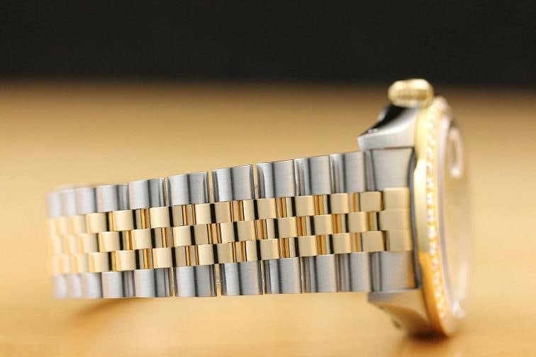 ROLEX MENS DATEJUST 16233 CHAMPAGNE 18K GOLD STAINLESS STEEL DIAMOND WATCH - 8