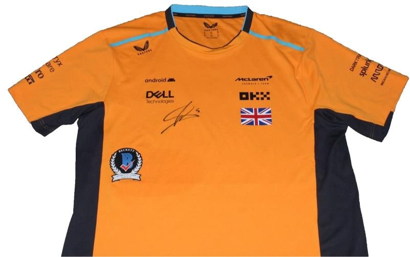 LANDO NORRIS SIGNED MCLAREN RACING F1 FORMULA F1 TEAM SET UP SHIRT BECKETT COA - 2