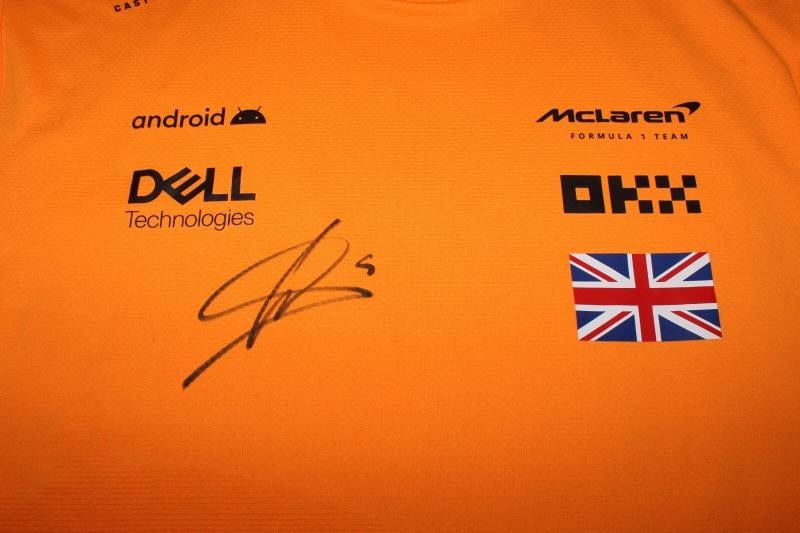 LANDO NORRIS SIGNED MCLAREN RACING F1 FORMULA F1 TEAM SET UP SHIRT BECKETT COA - 5