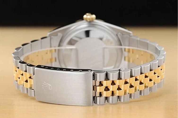 ROLEX MENS DATEJUST 16233 BLACK DIAL 18K YELLOW GOLD STAINLESS STEEL WATCH - 6