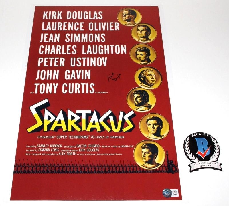 KIRK DOUGLAS SIGNED 'SPARTACUS' 12x18 MOVIE POSTER 2 ACTOR BECKETT BAS COA: Industry: Movies,Signed: Yes,Autograph Authentication: Beckett,Object Type: Poster,Original/Reproduction: Original,Country of Origin: United States