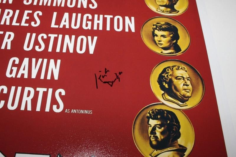 KIRK DOUGLAS SIGNED 'SPARTACUS' 12x18 MOVIE POSTER 2 ACTOR BECKETT BAS COA - 2