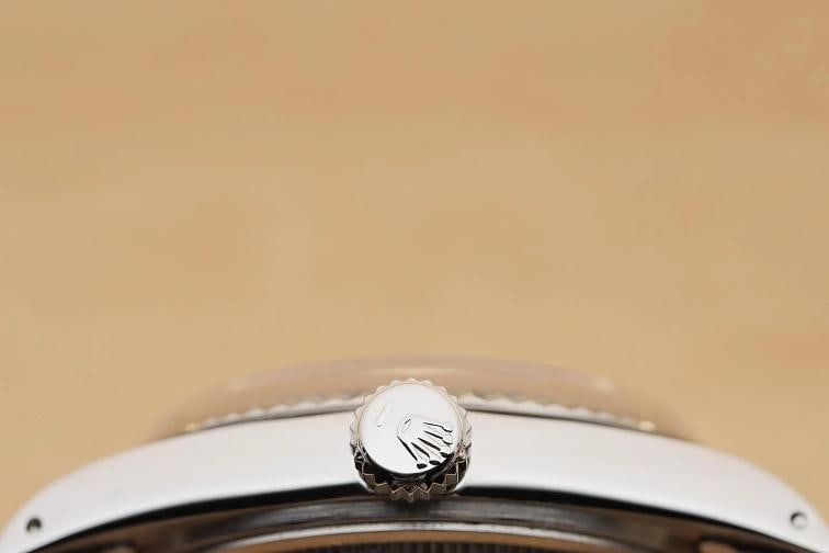 ROLEX MENS DATEJUST 16014 GREEN DIAL 18K WHITE GOLD STEEL WATCH w/ OYSTER BAND - 9