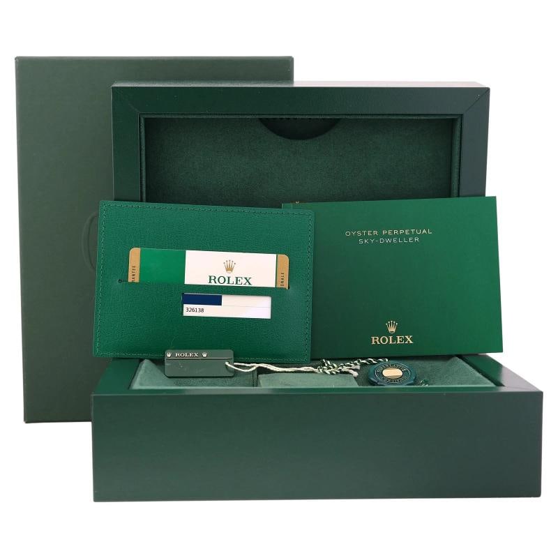 PAPERS MINT 2016 Rolex Sky-Dweller Yellow Gold 326138 42mm Silver Leather Watch - 7