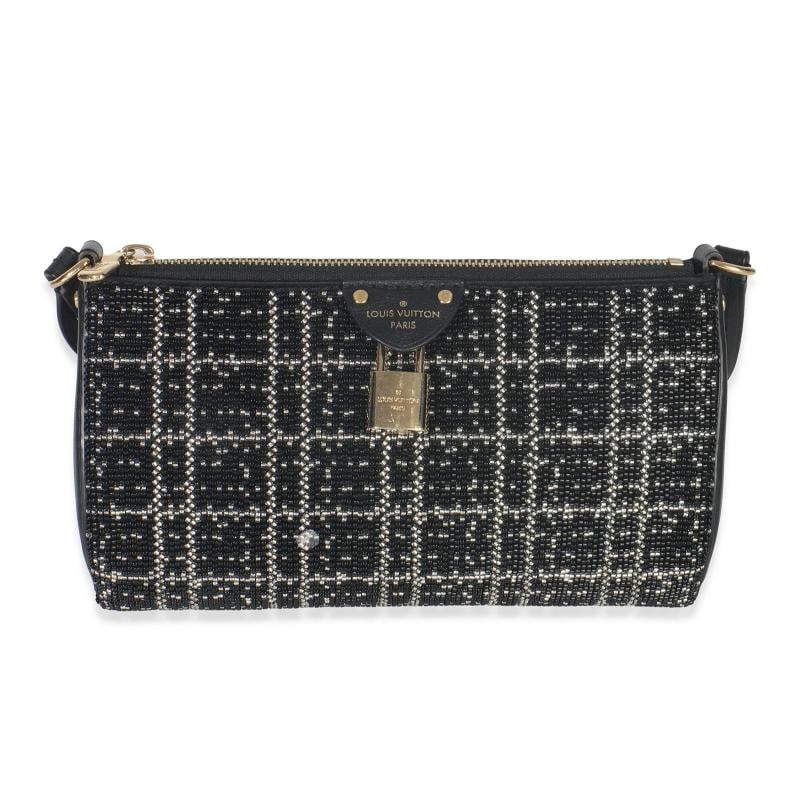 Louis Vuitton Black White Beaded Pochette Tirette: Condition: Pre-owned - Good,Country of Origin: Italy,Dimensions: 8.5 x 5.25 x 2,Handbag Accessories: Dustbag;Lock;Receipt,Bag Width: 8.5 in,Bag Depth: 2 in,Bag Height: 5.25 in,Department: