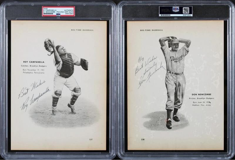 Dodgers Roy Campanella & Don Newcome Signed 8x10.75 Book Page PSA/DNA Slabbed (1 of 3)