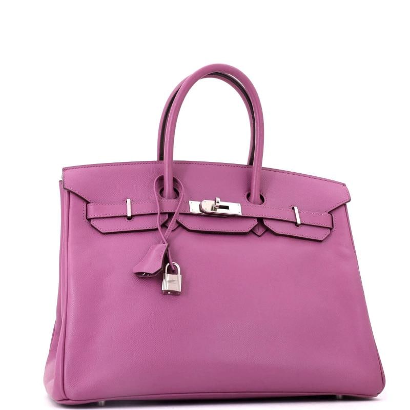 Hermes Birkin Handbag Purple Epsom with Palladium Hardware 35 - 2