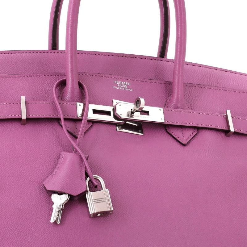 Hermes Birkin Handbag Purple Epsom with Palladium Hardware 35 - 6