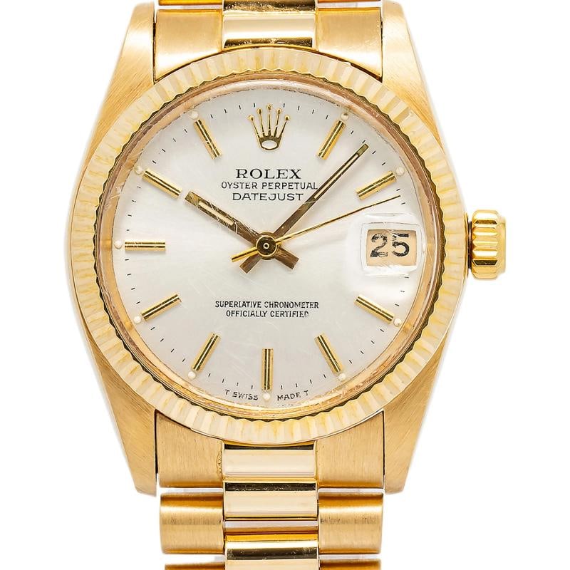 Rolex Datejust M6827/8 Papers President Yellow Gold Silver Index 31mm - 2