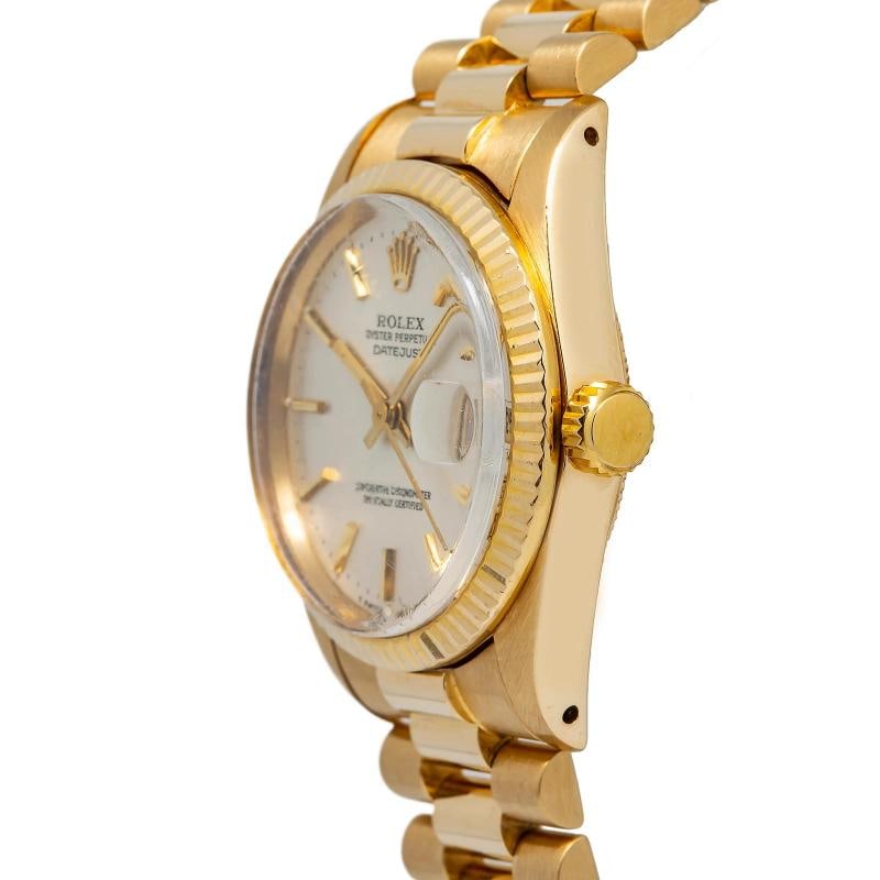 Rolex Datejust M6827/8 Papers President Yellow Gold Silver Index 31mm - 3