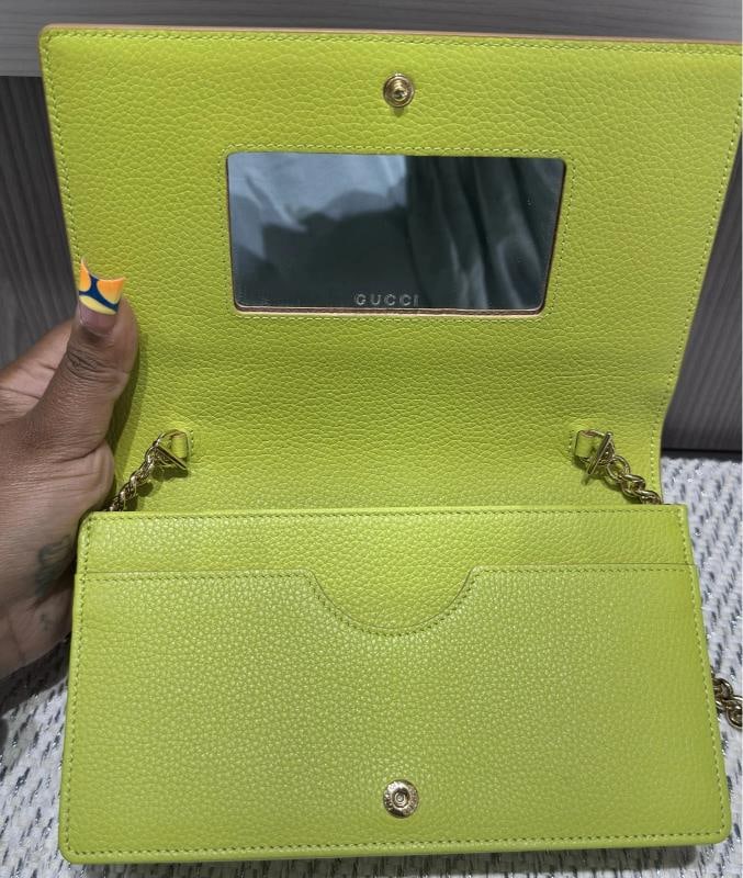 Gucci Dollar Calfskin Mini GG Marmont Chain Wallet in Beige - 8