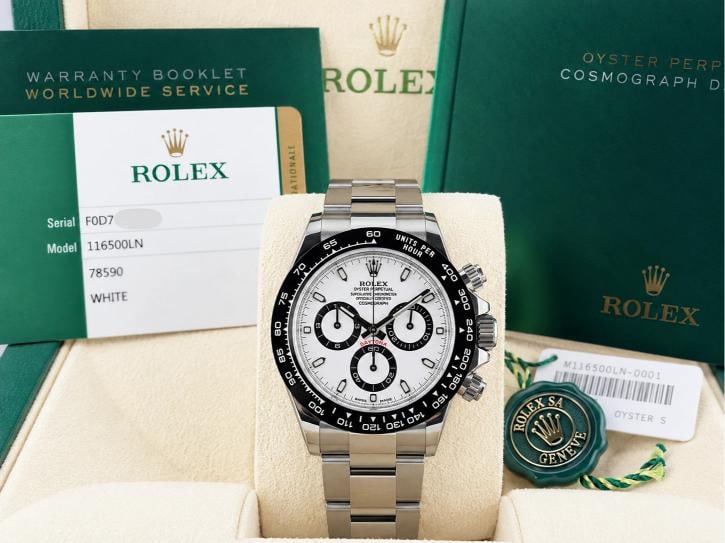 Rolex Daytona Panda 116500LN 40mm White Dial Ceramic Bezel Steel Box Paper: Condition: Pre-owned - Excellent,Bezel Color: Black,Year Manufactured: 2010-2019,Band/Strap: Rolex Oyster,Case Color: Silver,Department: Men,Bezel Type: Tachymeter,Watch Shape: Round,Style: Dress/Form