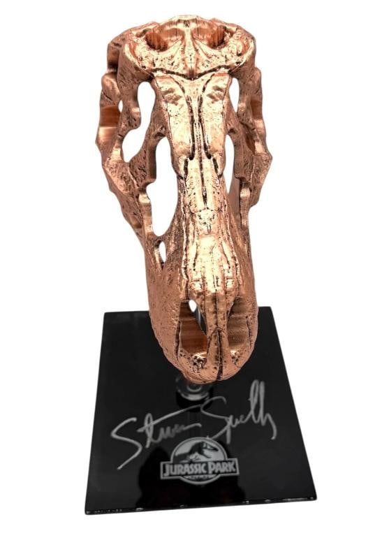 STEVEN SPIELBERG SIGNED AUTOGRAPH JURASSIC PARK T-REX SKULL PROP BAS BECKETT: Industry: Movies,Personalize: No,Movie: JURASSIC PARK,Signed by: STEVEN SPIELBERG,Signed: Yes,Autograph Authentication: Beckett,Original/Reproduction: Original,Country of Origin: United States