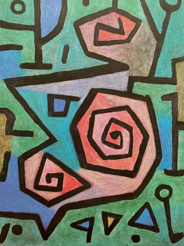 PAUL KLEE RARE 1986 LITHOGRAPH PRINT FRAMED POSTER " HEROISCHE ROSEN " 1938 - 6