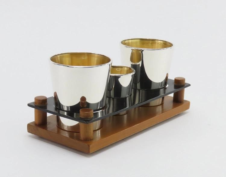 VTG 3pc Reed Barton Sterling Silver X577 Bar Tumbler Rocks Shot Glass Set MCM - 2