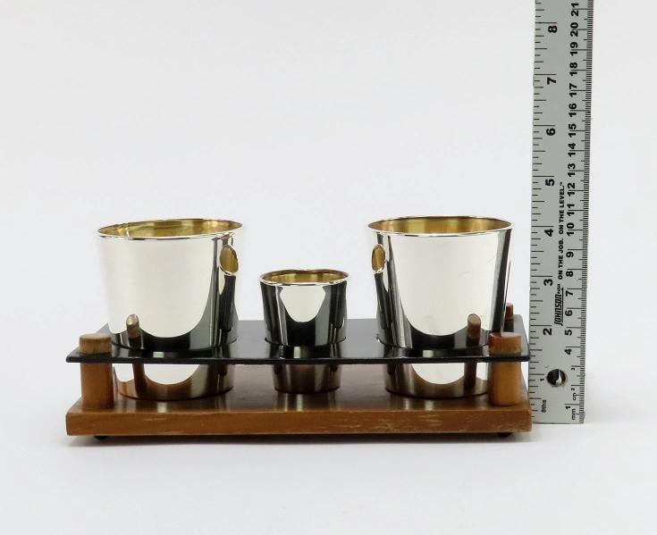 VTG 3pc Reed Barton Sterling Silver X577 Bar Tumbler Rocks Shot Glass Set MCM - 7