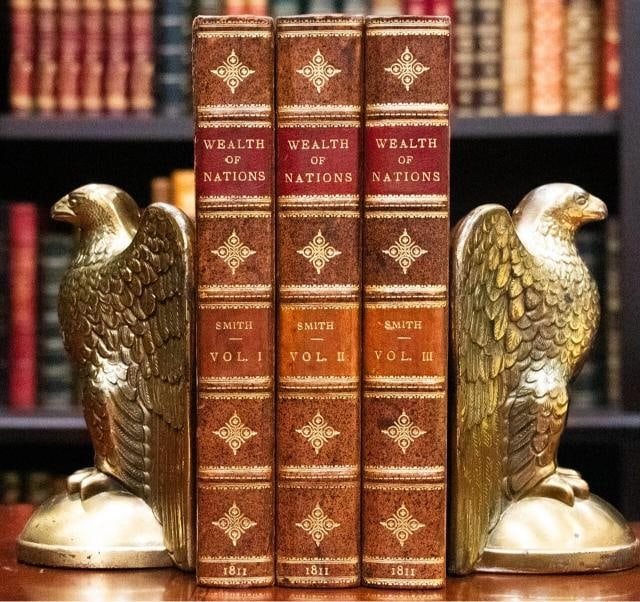 1811 Adam Smith Inquiry Into The Nature And Causes Of The Wealth Of Nations: Binding: Leather,Place of Publication: Edinburgh,Language: English,Special Attributes: Third Edinburgh Edition, Fine Leather Bindings, 215 Years Old, Great Condition,Author: Adam Smith,Publisher: