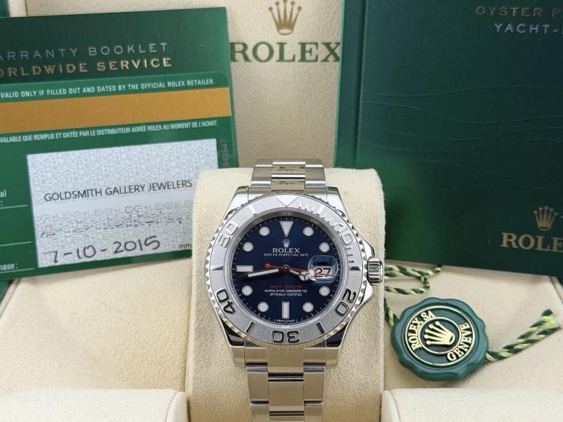 Rolex Yacht Master 116622 40mm Blue Dial Platinum Bezel Steel Box Paper - 2