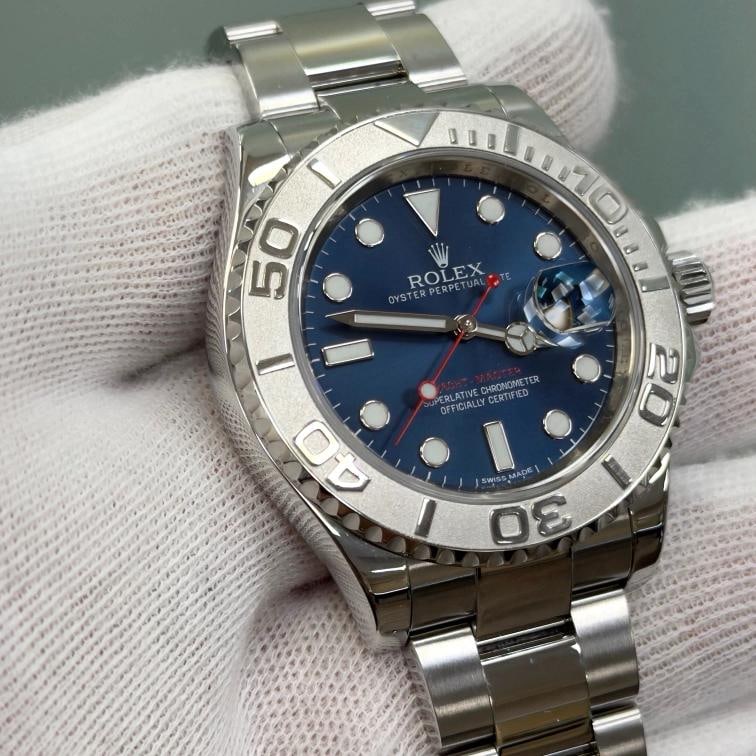 Rolex Yacht Master 116622 40mm Blue Dial Platinum Bezel Steel Box Paper - 3