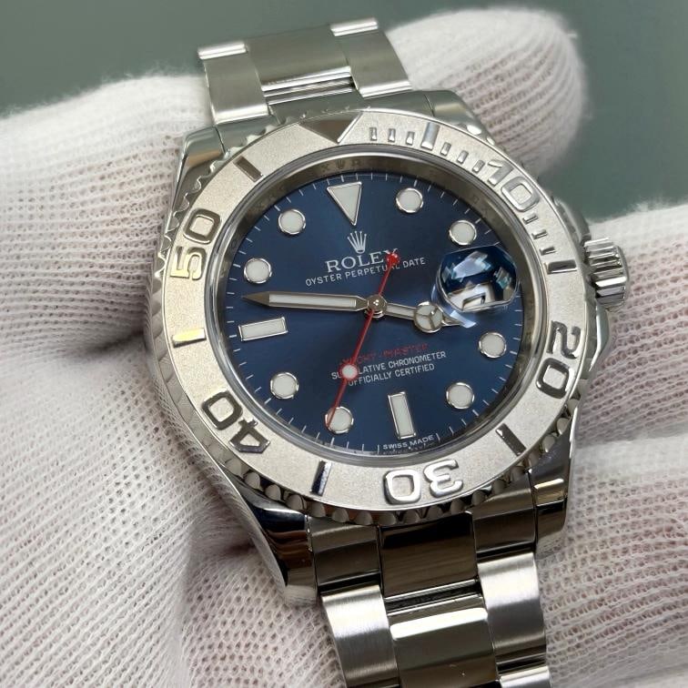 Rolex Yacht Master 116622 40mm Blue Dial Platinum Bezel Steel Box Paper - 5