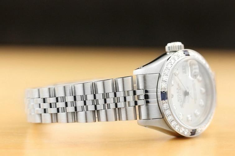 LADIES ROLEX DATEJUST 69174 18K GOLD DIAMOND SAPPHIRE STEEL SILVER DIAL WATCH - 6