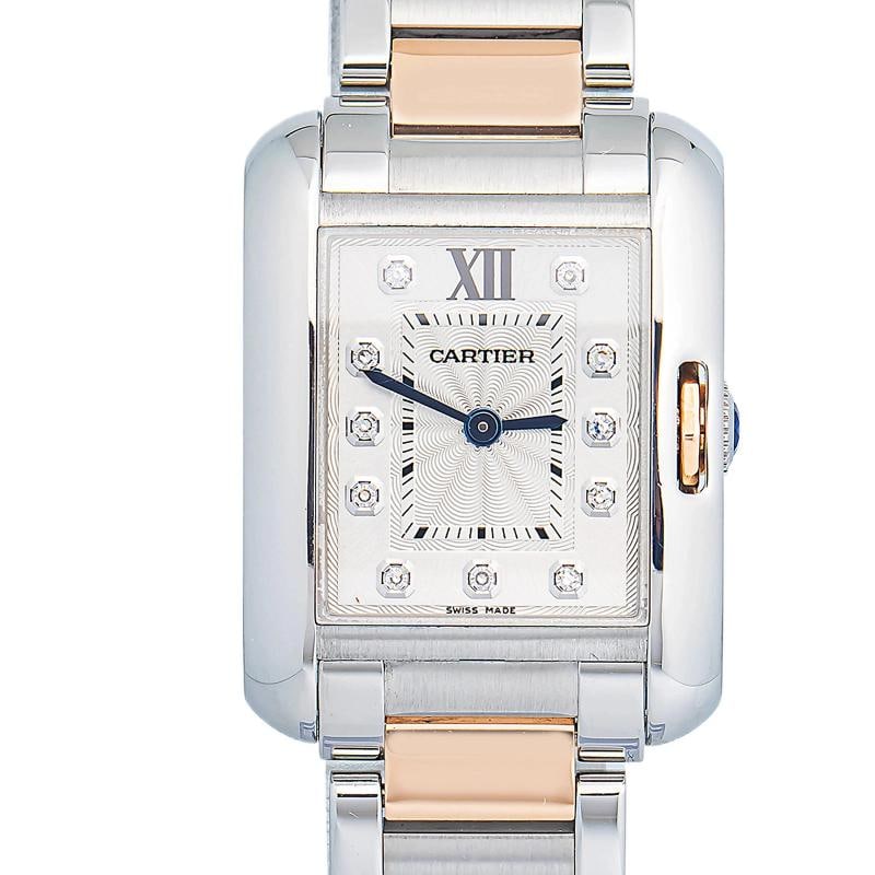 Cartier Tank Anglaise WT100024 Bracelet Stainless Steel Silver Roman Quartz 22mm - 2