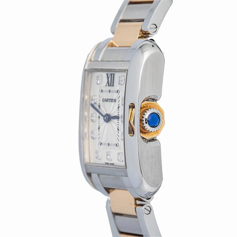 Cartier Tank Anglaise WT100024 Bracelet Stainless Steel Silver Roman Quartz 22mm - 3