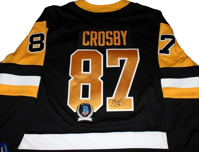 SIDNEY CROSBY SIGNED PITTSBURGH PENGUINS JERSEY XL BECKETT COA LOA STANLEY CUP - 4
