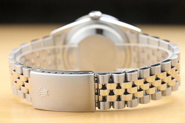 MENS ROLEX DATEJUST 16234 SILVER FACTORY DIAMOND 18K WHITE GOLD STEEL WATCH - 6