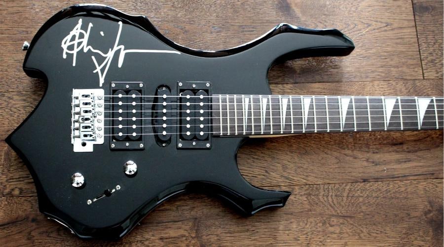 AL JOURGENSEN MINISTRY SIGNED BLACK METAL FLAME F/S ELECTRIC GUITAR BECKETT COA - 2