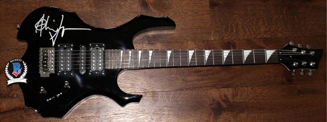 AL JOURGENSEN MINISTRY SIGNED BLACK METAL FLAME F/S ELECTRIC GUITAR BECKETT COA - 5